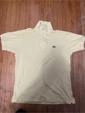Lacoste Pale Yellow Short Sleeve Polo with Crocodile Logo